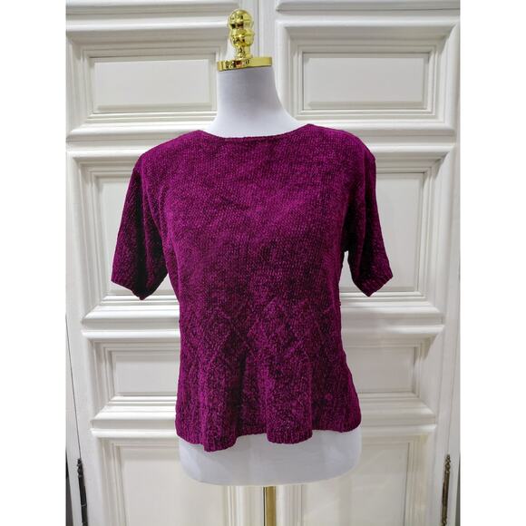 Jennifer Moore purple eggplant short sleeve womens sweater size small - Picture 1 of 8